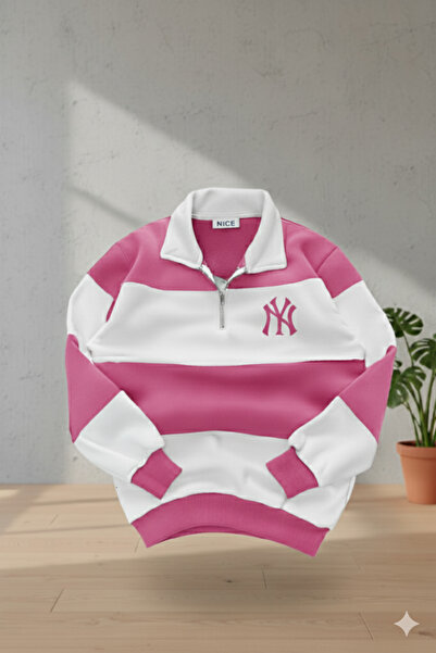 NİCE Ny Logo Striped Polo Neck Sweatshirt