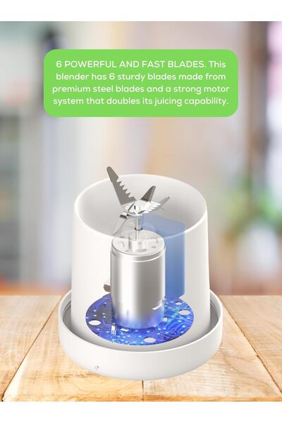 QuTek Portable 500ml Personal Blender, 6 Stainless Blades, USB-C Rechargeable, Food-Grade ABS