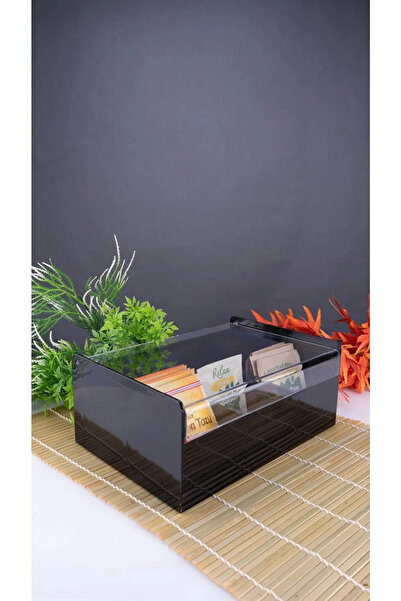 Verona Creative Black Base Plastic 6 Compartment Tea Box - Tea Bag Box, Herbal Tea Box