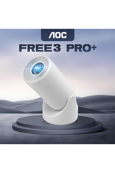 Aoc جهاز عرض صغير الحجم: 4K Full HD، 8000 لومن، ضبط 180 درجة، تصحيح تلقائي، واي فاي BT للهاتف