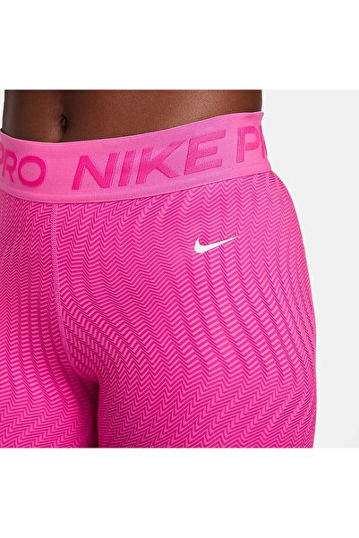 Nike Γυναικείο κολάν προπόνησης με μεσαίο στήριγμα Pro Dri Fit, μήκους 7/8, με σχέδιο, ροζ