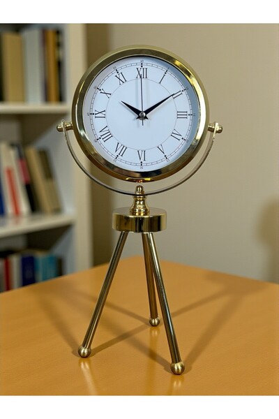 Genel Markalar Saray Zarafeti Gold Tripod Üç Ayaklı Metal Masa Saati