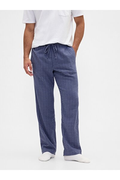 GAP Erkek Mavi Relaxed Flannel Pijama Altı