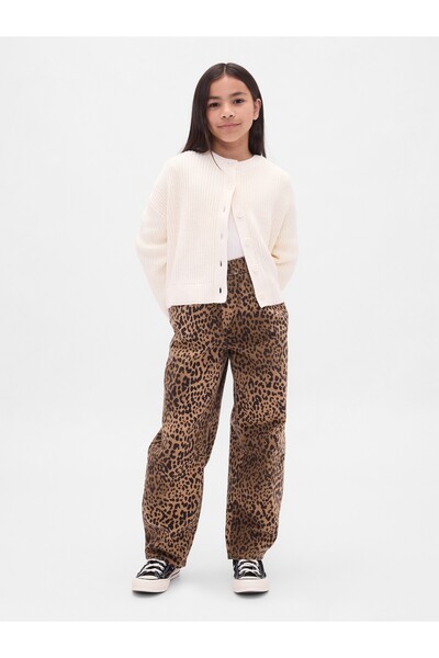 GAP Kız Çocuk Kahverengi High-Rise Easy Barrel Jean Pantolon