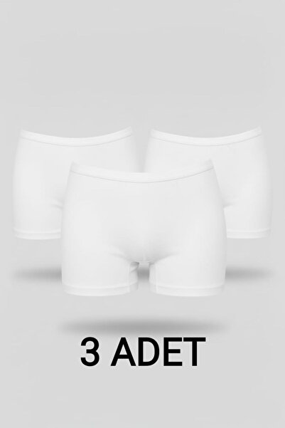 enmodaiçgiyim 3 τεμάχια λευκά βαμβακερά εξαιρετικά άνετα γυναικεία σορτς μπόξερ που δεν αφήνουν ίχνη, ασφαλή εσώρουχα μέσα στο παντελόνι