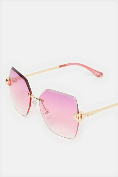 REDTAG Women Pink And Gold Oversize Sunglasses