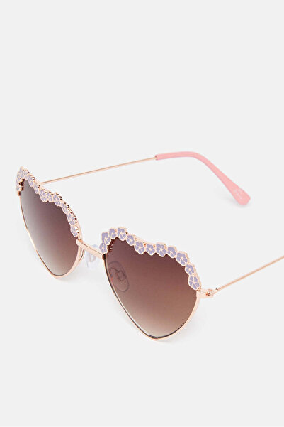 REDTAG Girls Pink Heart Embellished Sunglasses