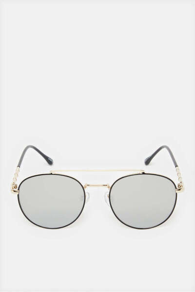 REDTAG Men Black And Gold Round Sunglasses