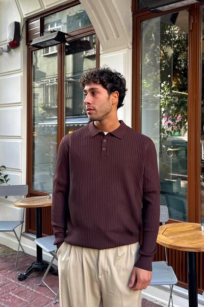 Flaw Wear Buttoned Polo Neck Knitwear Sweater