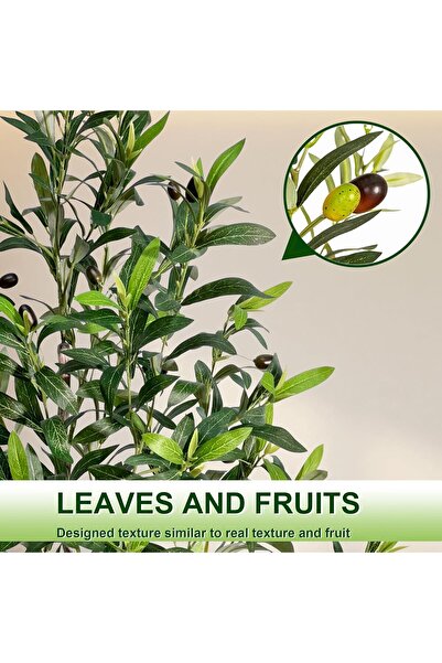 MirageBotanics 180cm Artificial Olive, Faux Olive Tree with White Planter Pot Home Office Meetings indoor & outdoor
