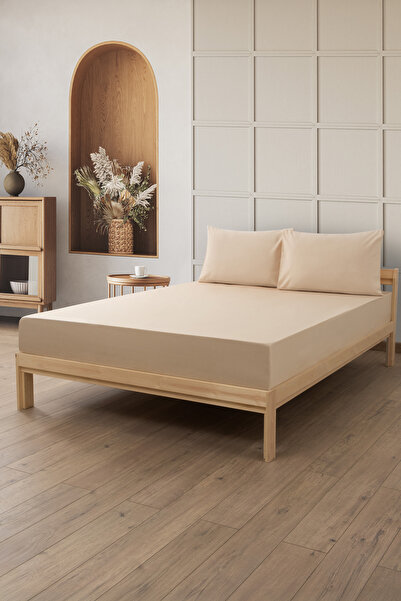 Sevim 100% Cotton Double Elastic Sheet Pillowcase Set (3 Pieces) - 180X200 cm