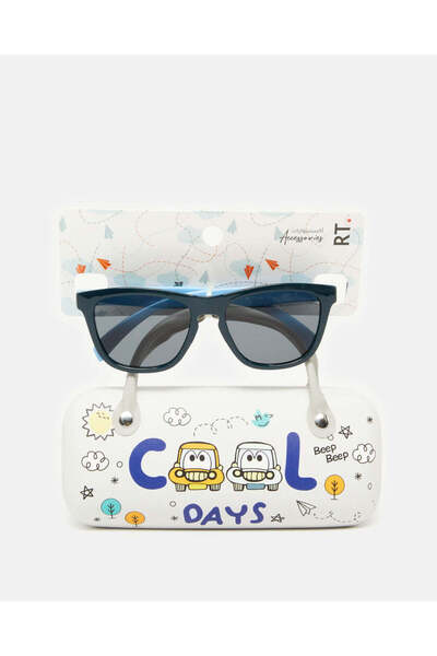 REDTAG Boys White Wayfarer Sunglasses With Printed Case (2 Piece)