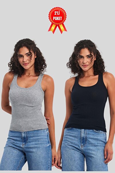 mmetalic قميص داخلي نسائي أساسي مكون من قطعتين باللونين الأسود والأبيض قماش م...