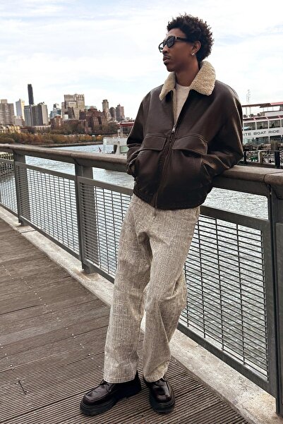 Bershka Baskılı barrel fit pantolon