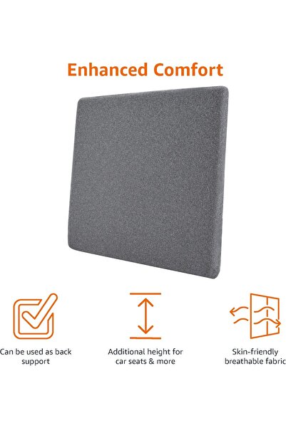 Amazon basics Memory Foam Seat Cushion - Gray, Square, 37.6 x 38 cm