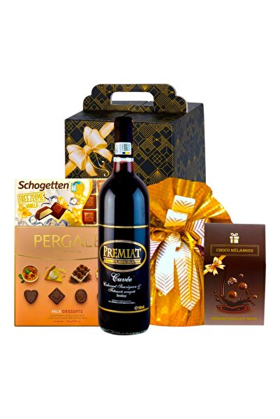 CADOURI RAFINATE Pachet Cadou Premium cu Vin Premiat, Panettone Handmade