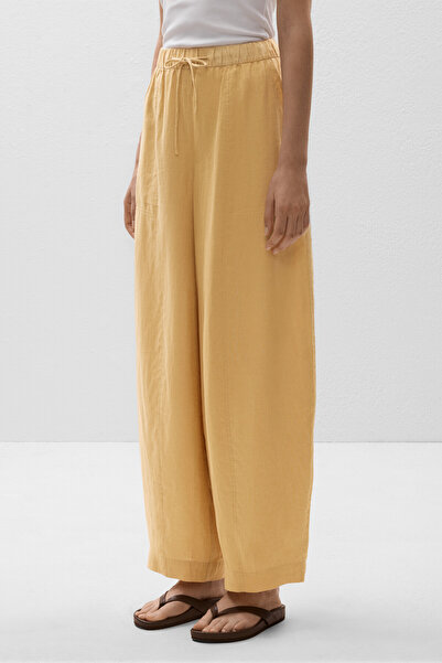 Oysho 100% Linen Barrel Leg Trousers