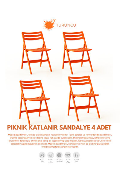 Daim Plastik PİKNİK KATLANABİLİR SANDALYE 4 LÜ SET