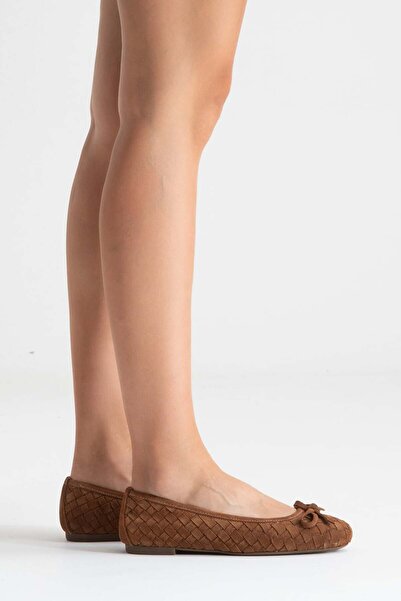 Zeynep Sıradağlı Preslie Γυναικείες Δερμάτινες Μπαλαρίνες Μαύρες Σουέντ