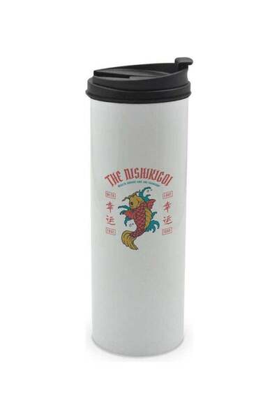 Lit كوب مطبوع عبارة "الثروة والشجاعة والحب" مع غطاء، أبيض/أسود/أحمر