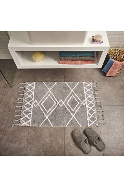 Evidea Soft Tufting Floral Bath Mat - Gray - 60X90 cm