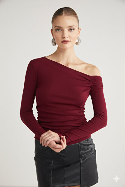 Patreon 3-Piece Asymmetric Collar Stretch Fabric Buzzy Stretchy Fabric Blouse