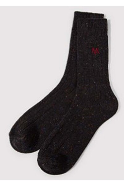 Mavi M Logo Embroidered Unisex Socks Black