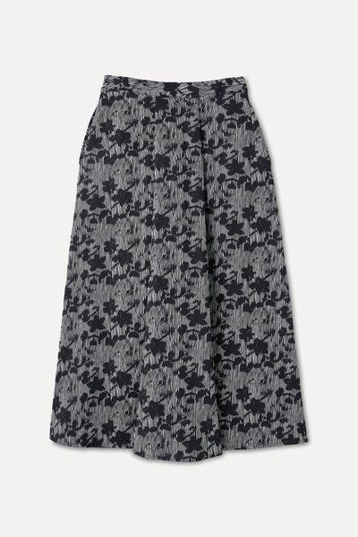 Mudo Printed Pleated Detail Midi Skirt