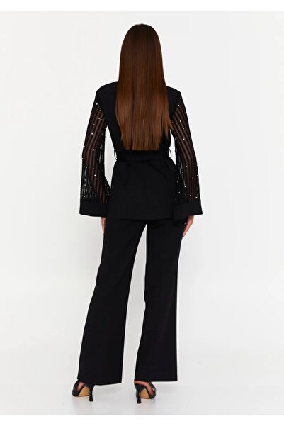 DEV LINE Black Kimono Jacket Costume with Sparkly Sleeves