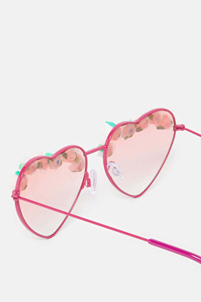 REDTAG Girls Pink Heart Floral Embellished Sunglasses