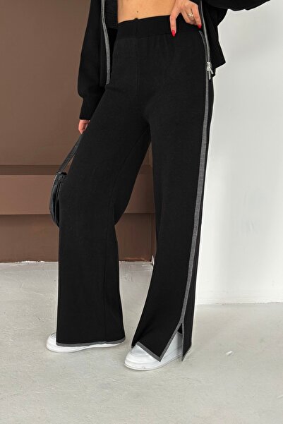 Noi Belis Zipper Detailed Turn-Down Collar Knitwear Bottom-Top Set Aw25Au0036