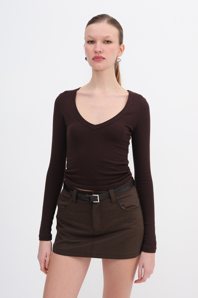 Addax V-Neck Basic Blouse B0425