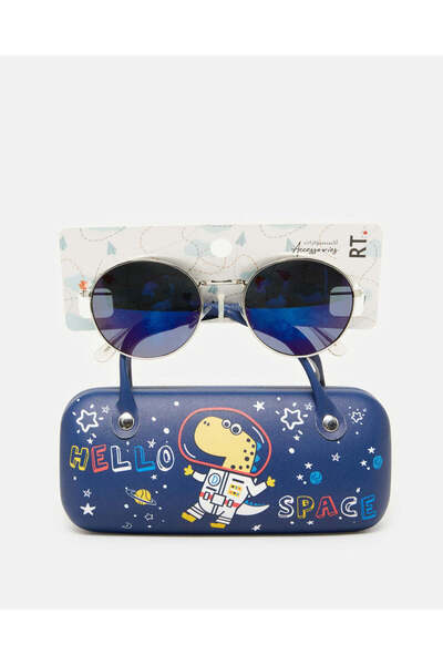 REDTAG Boys Navy Round Sunglasses With Printed Case