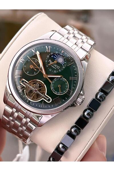 Ferrucci 3 Atm Men's Wristwatch with Automatic Moonlight and Sun Dial and Bracelet Gift Ff.G3606.2