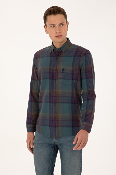 U.S. Polo Assn. Men's Dark Green Long Sleeve Shirt 50308217-Vr079