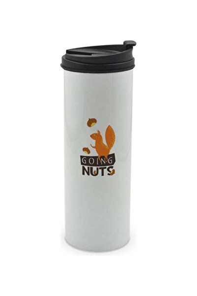 Lit Going Nuts Printed Double Wall Tumbler With Lid Multicolour 400ml