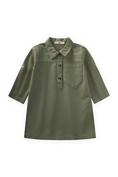 Cigit Βαμμένο φόρεμα Gabardine 2-7 ετών Χακί Πράσινο