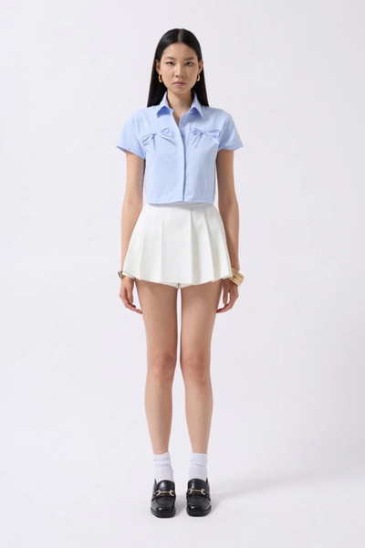 GENCULUS Ribbon Detail Crop Shirt