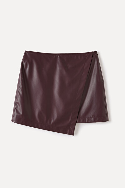 Mudo Leather Look Anvelop Mini Skirt