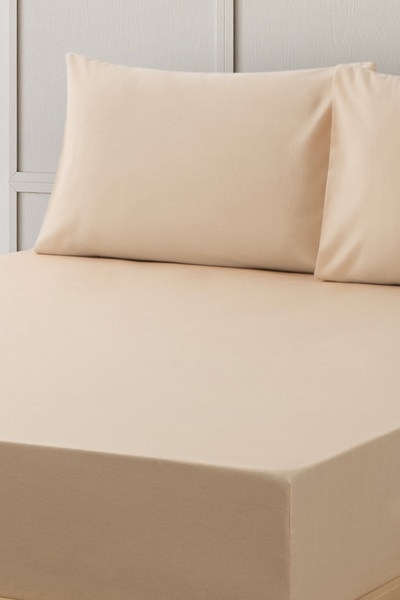 Sevim 100% Cotton Double Elastic Sheet Pillowcase Set (3 Pieces) - 180X200 cm