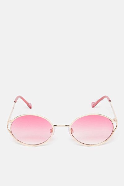 REDTAG Girls Pink And Gold Round Embellished Sunglasses