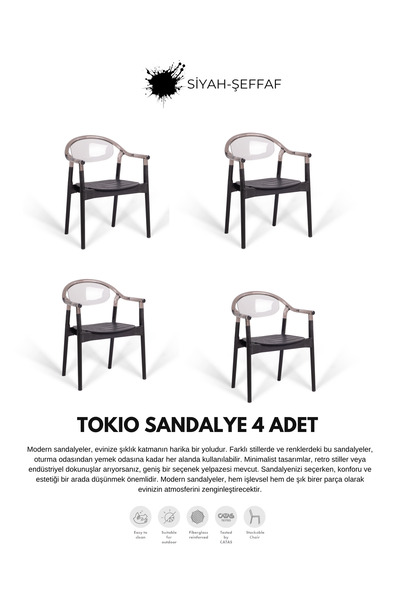 Daim Plastik TOKIO LÜX CAFE & RESTAURANT SANDALYESİ 4 LÜ SET