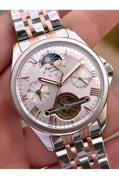Ferrucci 3 Atm Men's Wristwatch with Automatic Moonlight and Sun Dial and Bracelet Gift Ff.G3606.4
