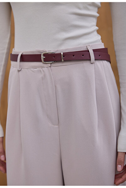 Birgül Bektaş Beige Pleated Palazzo Trousers