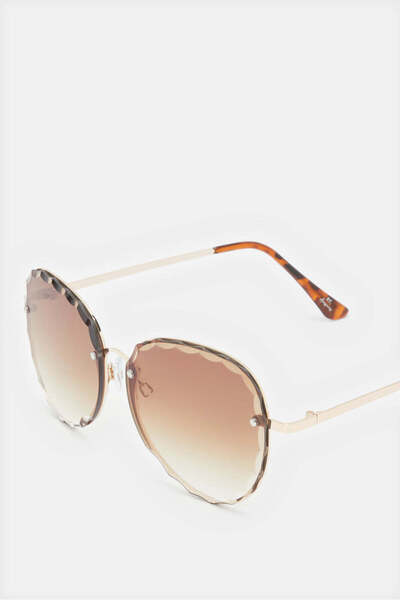 REDTAG Women Gold Metal Oversized Sunglasses