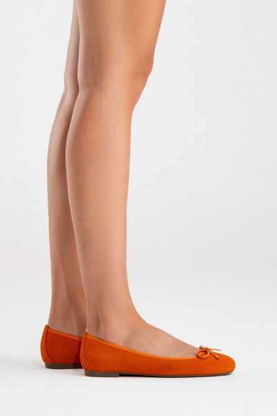 Zeynep Sıradağlı Poetry Women's Leather Ballerinas Orange Suede