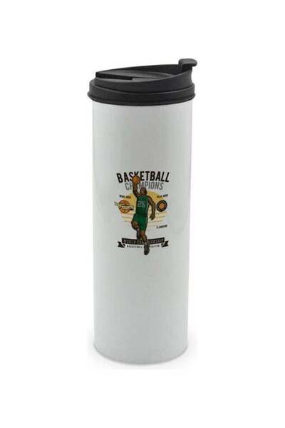 Lit Basketball Design Double Wall Tumbler With Lid Multicolour 400ml