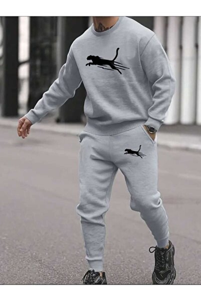 tkn your style Geometric Leopard Bottom Top Set Fashion Print Design Trend Crew Neck Sweatshirt