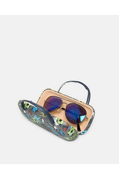 REDTAG Boys Black Aviator Sunglasses With Printed Case
