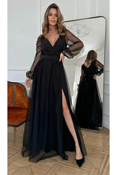 GENCULUS فستان نسائي طويل الأكمام بأزرار على الجهتين بياقة وحزام خصر من التول...